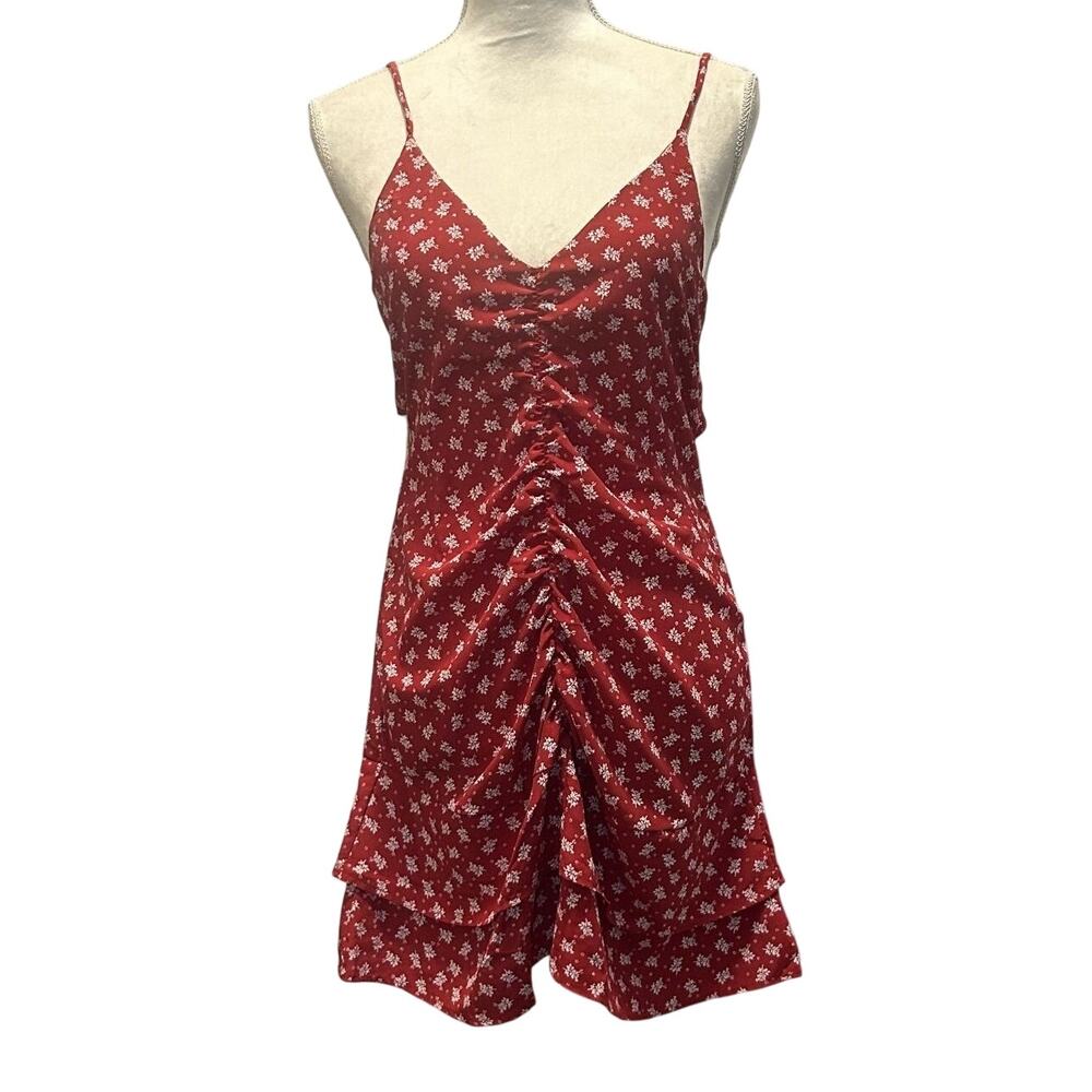 NWT Lezat Red Floral Cutout Halter tie Mini Dress– Size Small, Made in USA
